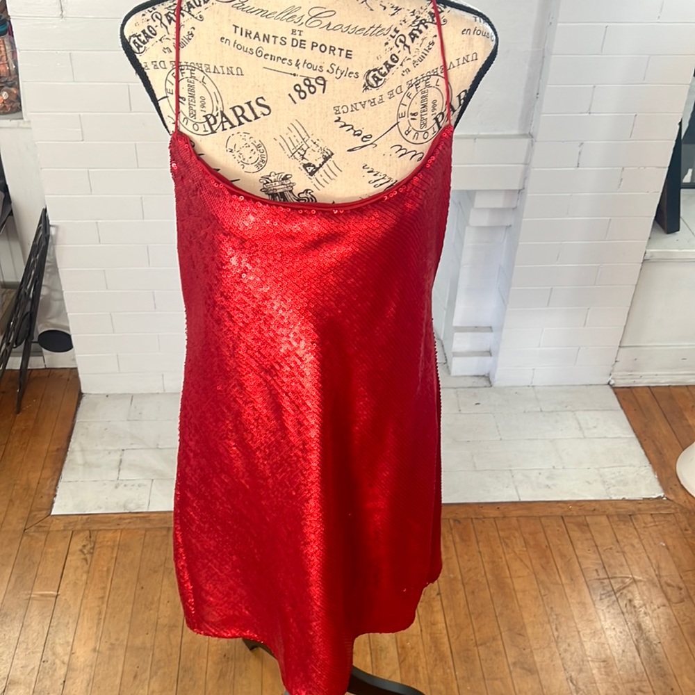 Red sequin dress Zara